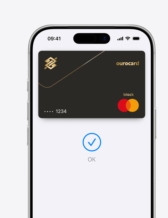 Uma imagem parcial da tela do iPhone mostra o Mastercard sendo usado no Apple Pay