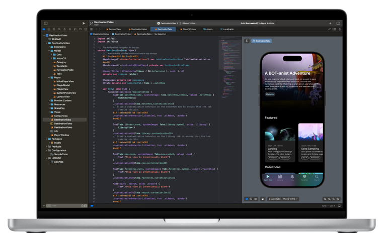 Un Mac abierto con la app Xcode.