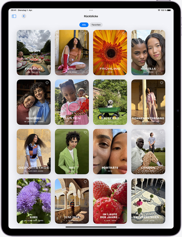 Die Fotos App auf dem iPad Air