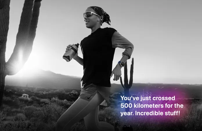 Workout Buddy shares message to runner on a desert trail