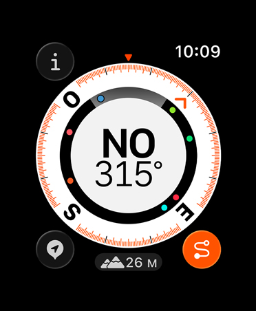 Funcionalidad Retornar, métricas: brújula, altitud, puntos de referencia marcados