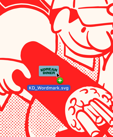 Red cartoon-like illustration for Korean Diner