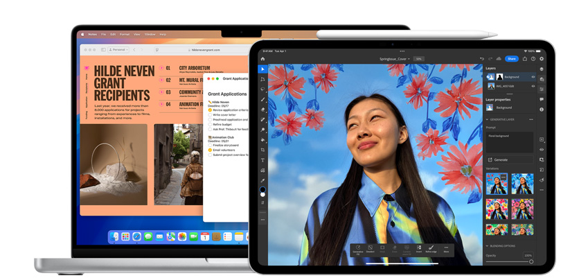 MacBook 和 iPad 展示整合 AI 的 app