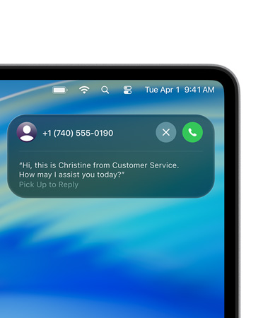 W prawym rogu ekranu komputera Mac Wydarzenie na żywo Asystenta wstrzymania, wskazujące, że trwa oczekiwanie na połączenie z działem obsługi klienta