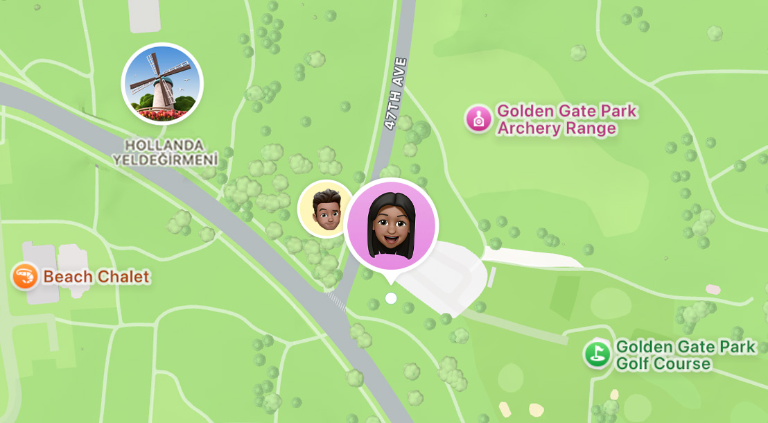 Bul uygulaması haritasında arkadaşların konumu