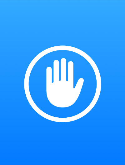 Icon of an upheld hand inside a circle