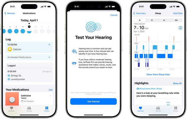 iPhone affichant l’app Santé auditive.
