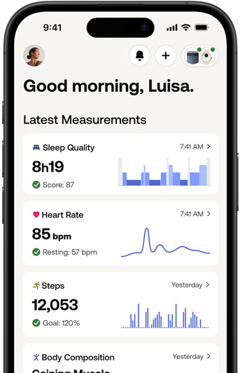 iPhone affichant l’app Withings.