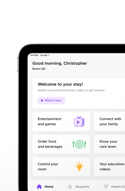Interfaccia software dell’app Epic MyChart Bedside.