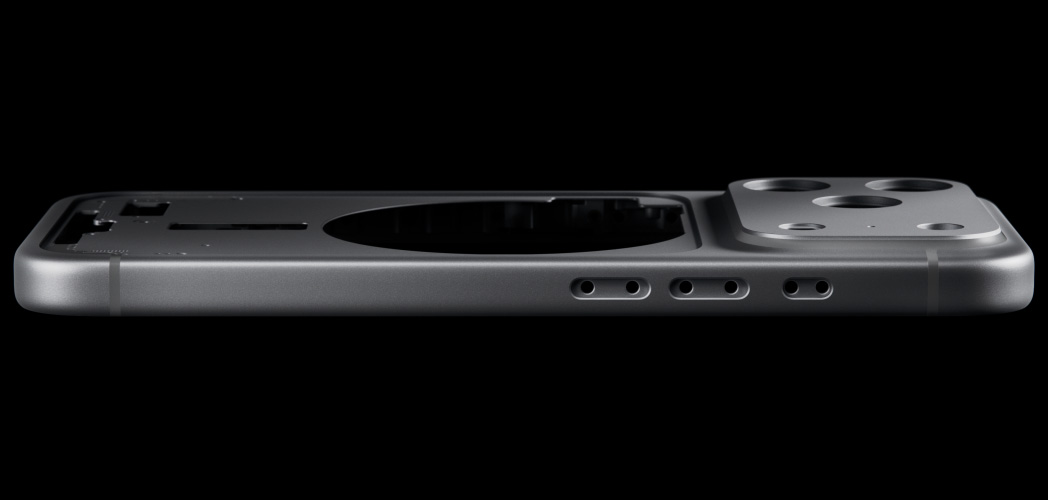 iPhone 17 Pro, πίσω εξωτερική όψη, ενιαίο περίβλημα από χυτευμένο αλουμίνιο