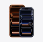 iPhone 17 Pro Max, parte frontal, naranja cósmico, iPhone 17 Pro, parte frontal, azul profundo