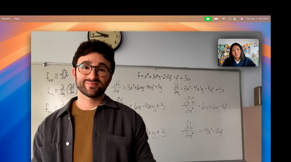 A video call using Center Stage feature, which keeps user in the frame as they move around