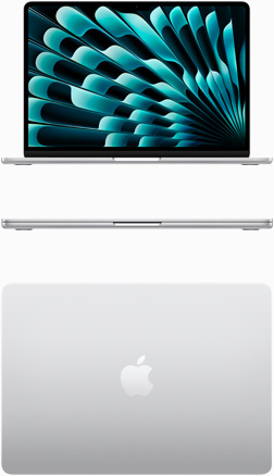 Front and top view of MacBook Air in Silver color